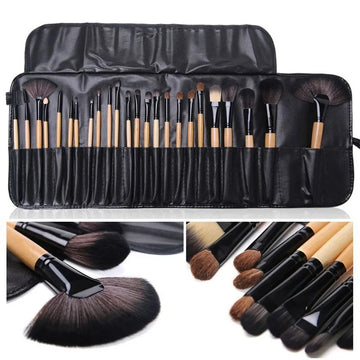 24-Piece Professional Makeup Brush Set with Gift Bag - Lumina