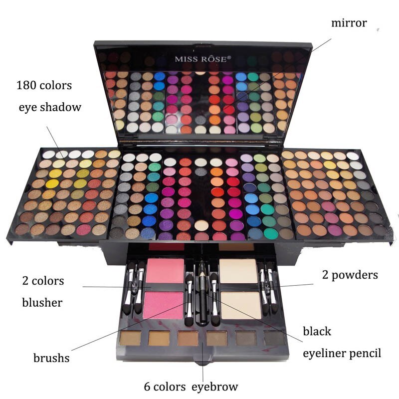 180-Color Eyeshadow & Blush Palette – Piano Shape Box - Lumina