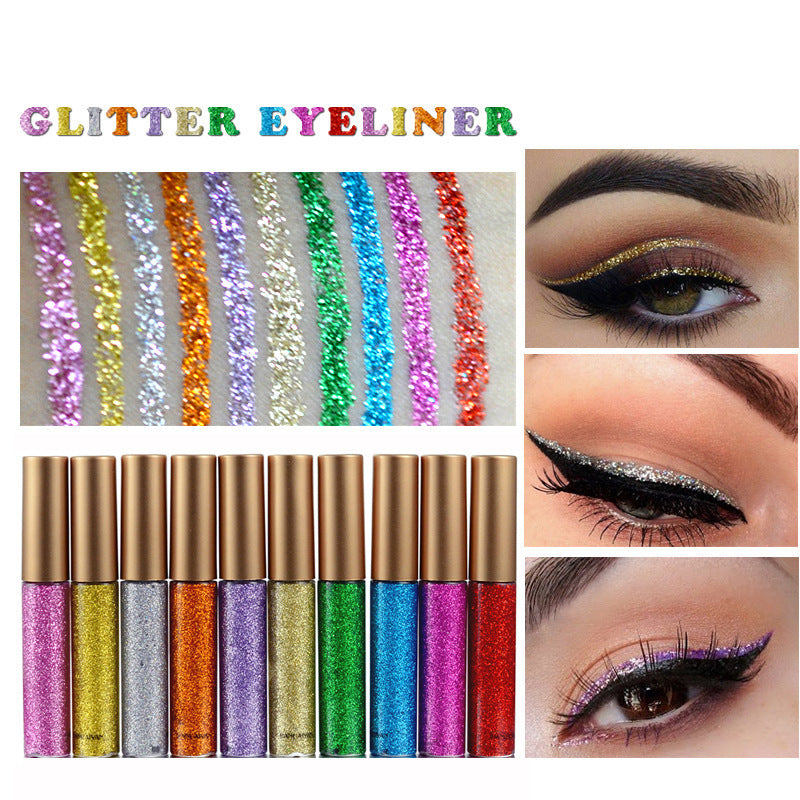 HANDAIYAN Glitter Liquid Eyeliner – 10-Color Metallic Shine - Lumina