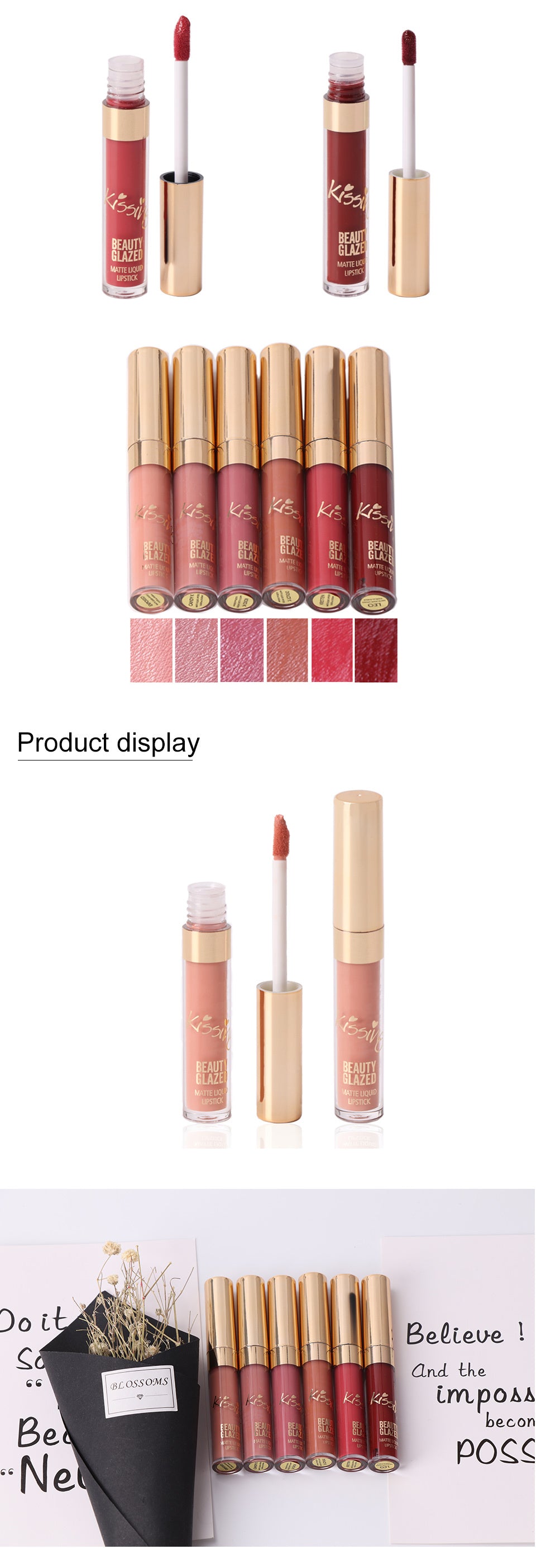 6-Piece Liquid Matte Lipstick Set – Long Lasting Wear - Lumina