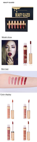 6-Piece Liquid Matte Lipstick Set – Long Lasting Wear - Lumina