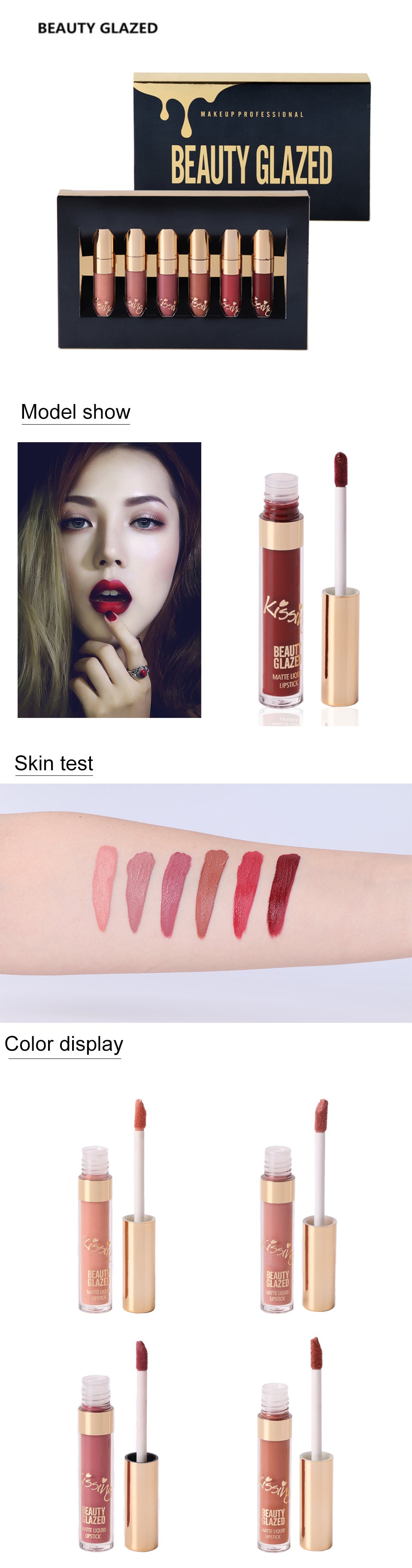 6-Piece Liquid Matte Lipstick Set – Long Lasting Wear - Lumina