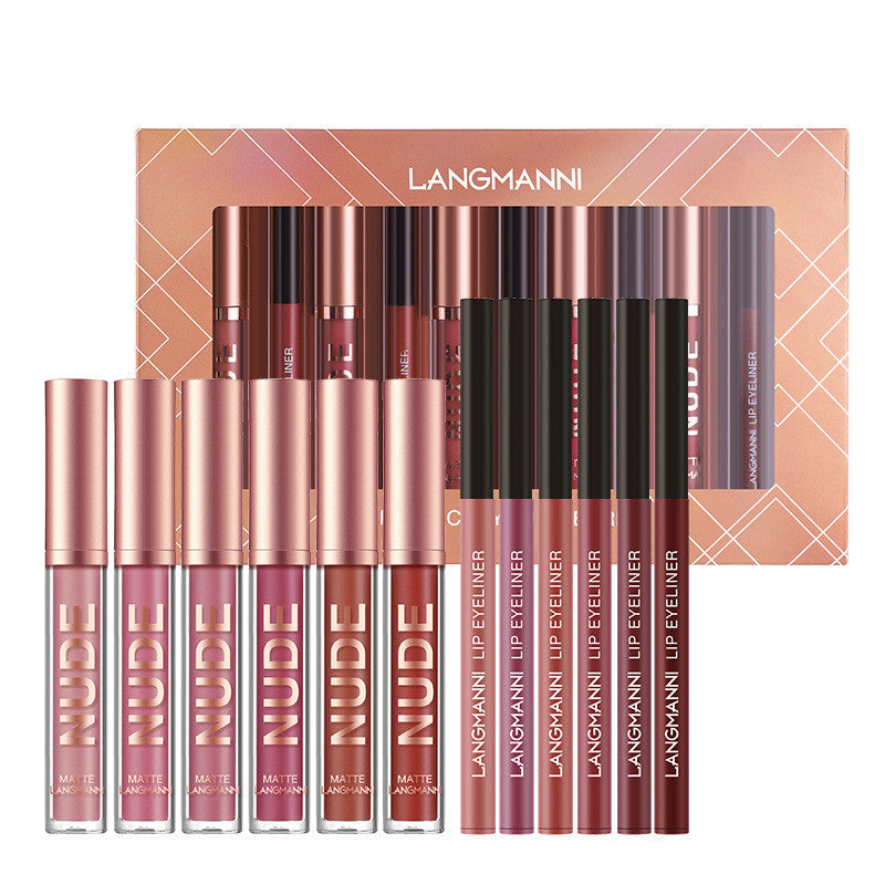 12-Piece Lipstick & Lip Liner Set – Waterproof Matte Gift - Lumina