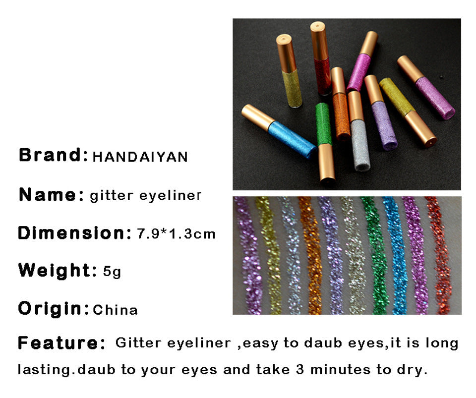 HANDAIYAN Glitter Liquid Eyeliner – 10-Color Metallic Shine - Lumina