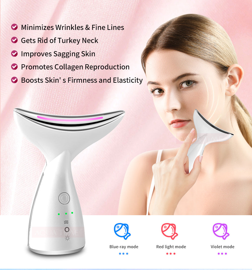 EMS Microcurrent Face & Neck Device – 3-Color LED Photon Therapy - Lumina