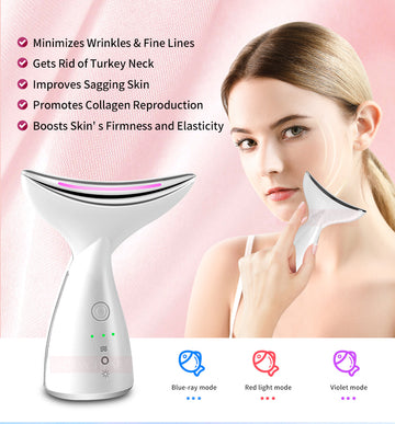 EMS Microcurrent Face & Neck Device – 3-Color LED Photon Therapy - Lumina