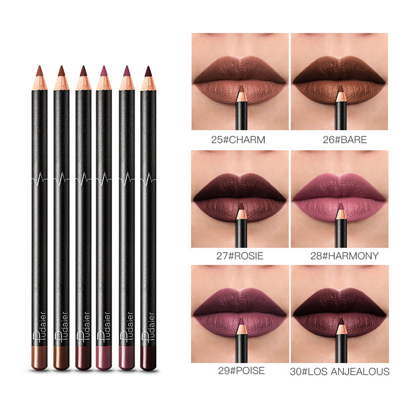 36-Color Lip Liner Set – Waterproof Non-Smudge Nude Shades - Lumina