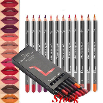 36-Color Lip Liner Set – Waterproof Non-Smudge Nude Shades - Lumina