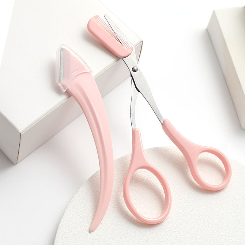Eyebrow Trimming Knife with Comb – Curved Beauty Tool - Lumina