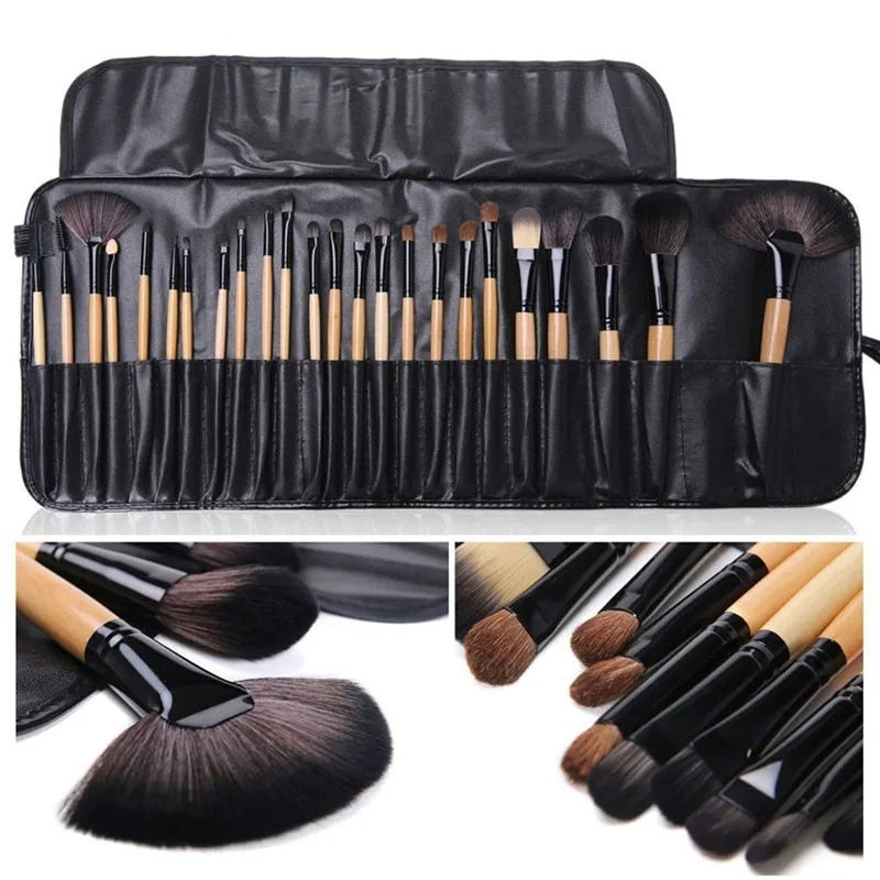 24-Piece Professional Makeup Brush Set with Gift Bag - Lumina
