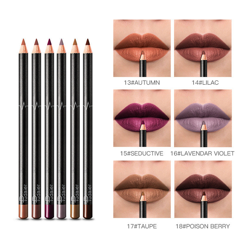 36-Color Lip Liner Set – Waterproof Non-Smudge Nude Shades - Lumina
