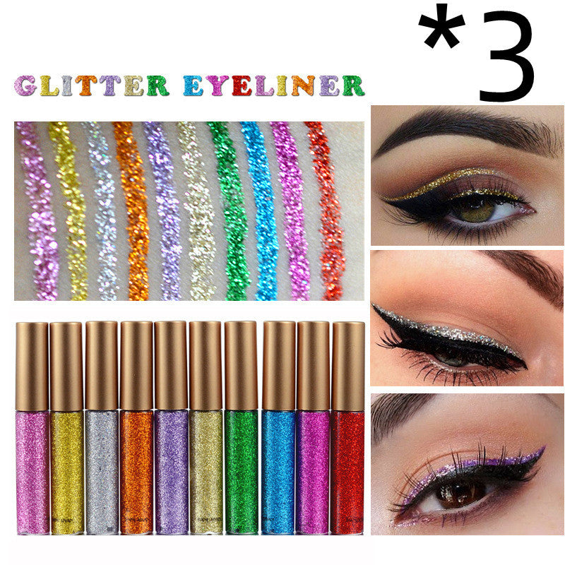 HANDAIYAN Glitter Liquid Eyeliner – 10-Color Metallic Shine - Lumina