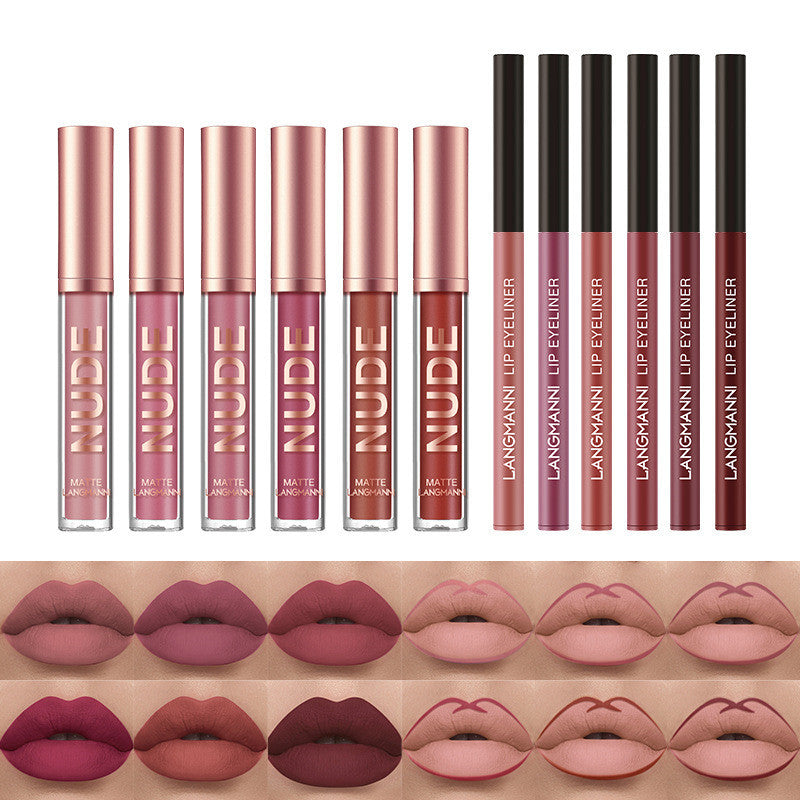 12-Piece Lipstick & Lip Liner Set – Waterproof Matte Gift - Lumina