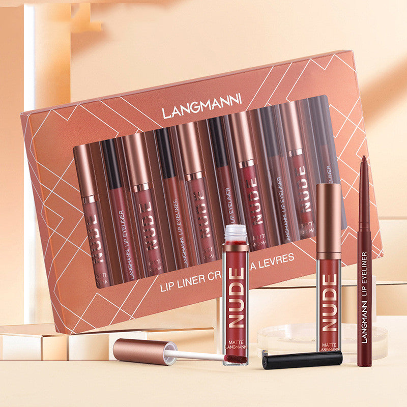 12-Piece Lipstick & Lip Liner Set – Waterproof Matte Gift - Lumina